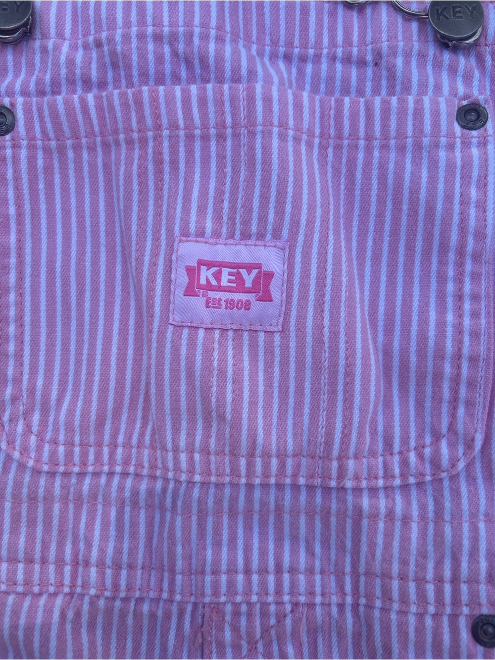 Key Pink Stripe Kids Overalls